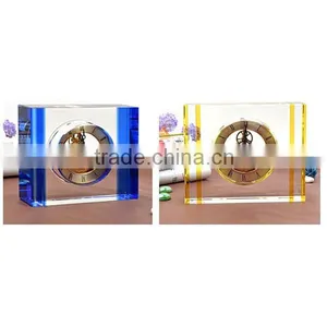Personalized Square Crystal Clock, Crystal Square Glass thumbnail-1
