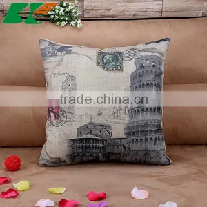 2015 Europeanism Leaning Tower Pisa Cotton and Linen Hold Pillow Sofa Cushion Cover Home Furnishing Hold Pillow thumbnail-1