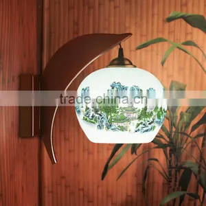 Jingdezhen Ceramic Decal Pastel Led Modern Wall Lamp thumbnail-2