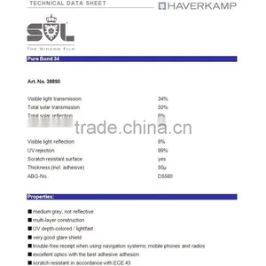 SL Automotive Film - Pure Bond 34 Self-adhesive Car Window Film thumbnail-2