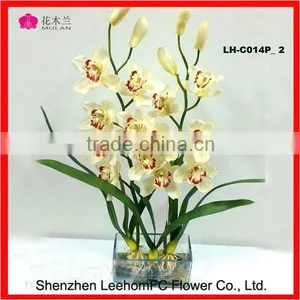 Wedding Table Decoration Artificial Flower Fabric Orchid With Glass thumbnail-1