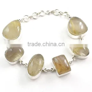 Rutilated Quartz Bracelet Silver Jewelry With Natural Gems 925 Solid Sterling Silver Jewelry thumbnail-1