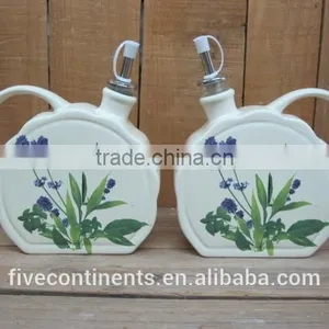 New Lavender Design Big Size Ceramic Vinegar and Oil Dispenser thumbnail-1