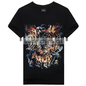 2016 Men's Cotton Short Sleeve T-shirt Fashion O-neck Casual Skull Wolf 3d Print T Shirt M-XXXL thumbnail-4