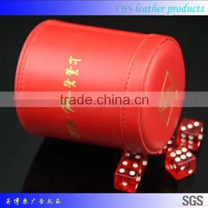 Red High Quality Leather Dice Cup With Dices thumbnail-4