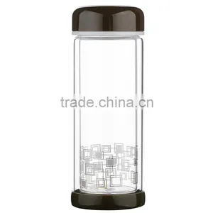 200ml Drinking Water Bottles With Colorful Lid Double Wall Glass Water Bottle for Tea thumbnail-6