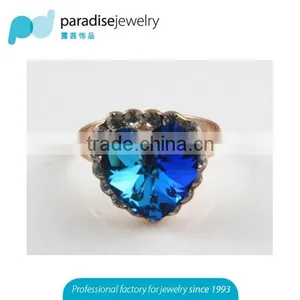 2016 Fashion Jewelry Ring Hot Wholesale Gold Plated Rings Women Wedding Jewelry Heart Crystal Rings thumbnail-1
