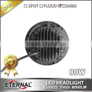80W 7in Round 4WD Off-road Truck SUV Automotive Vehicles Sealed Dual Beam Led Headlight Lamp thumbnail-3