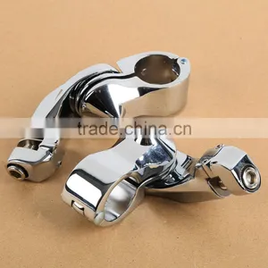 Universal 32mm 1.25" Short Angled Adjustable Highway Peg Mount Kit For Har-ley thumbnail-3