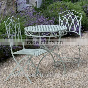 Bluish Green Cast Iron Folding Bistro Set Garden Furniture Gothic Style thumbnail-1