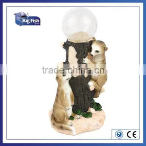 Solar Powered Meerkat Surround Globe Polyresin Garden Lights With 1 Multi-colored LED Light thumbnail-1