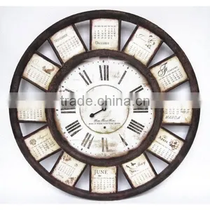 Vintage Metal Wall Clock Calendar thumbnail-1