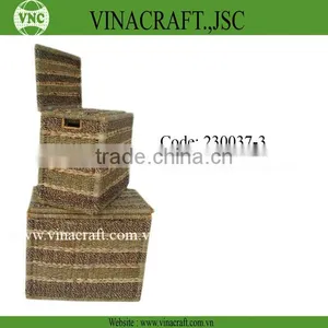 Seagrass Laundry Basket With Hole Handles for Storage thumbnail-1