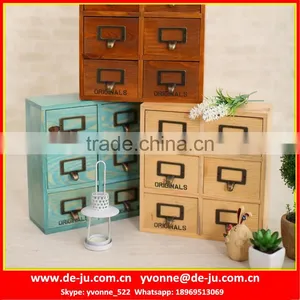 Metal Handle Small Wooden Drawer Storage Box thumbnail-1