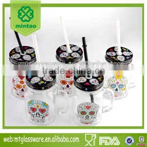15.5oz Halloween Skull Color Paper With Lid Straw With Handle thumbnail-1