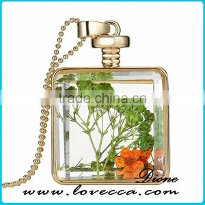 Women Dry Flowers Plant Terrarium Glass Pressed Flower Necklace thumbnail-5