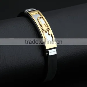 Silicone Man Bracelets Fashion Stainless Steel Scorpion Design Length Adjustable Cool Men Jewelry Bangles thumbnail-3