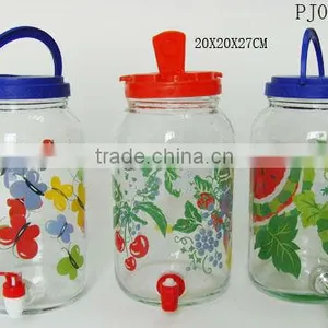 3L Logo Printed Glass Preserving Dispenser Jar With Plastic Lid Tap thumbnail-4