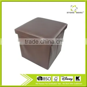 Faux Leather Folding Storage Cube Basket Footrest thumbnail-1