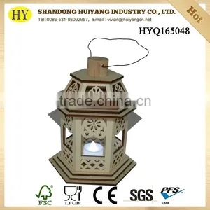 New Design Engraved Led Candle Holder Wood Lanthern thumbnail-1