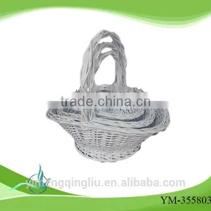 White Painted Willow Gift Basket for Wedding thumbnail-1