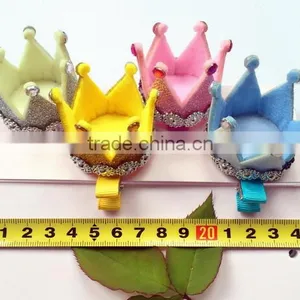 New Premium 3D Assorted Princess Cinderella Inspired New Design Polyester Barrette Felt Hair Clip With Sequin Rhinestone thumbnail-2