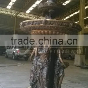 Outdoor Graden Decoration Sexy Girl Statue Copper Water Fountain thumbnail-4