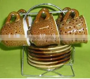 Animal Glazed Customized Ceramic Coffee Mug Sets With Rack thumbnail-1