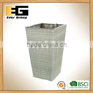Hand Woven Plastic Rattan Storage Bucket Outdoor Decorative Flowerpot thumbnail-5