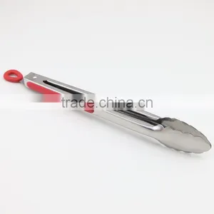 Red Silicone Handle Stainless Steel Tong Barbecue Tong thumbnail-1