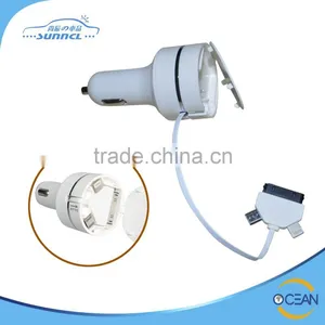 Multi Plugs Car Mobile Charger With Cap thumbnail-1