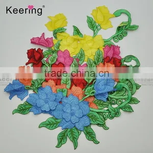 New Applique Professinal Embroidery Flower Patches Embroidery Patch For Clothes WEF-755 thumbnail-1