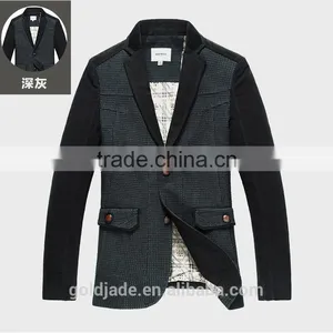 2016 New Design Slim Fit Blazer for Man Grid Business Suit 100% Wool Spring / Autumn Clothes thumbnail-2
