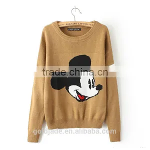 Customize Cartoon Jacquard Long Sleeve Sweater For Ladies thumbnail-3