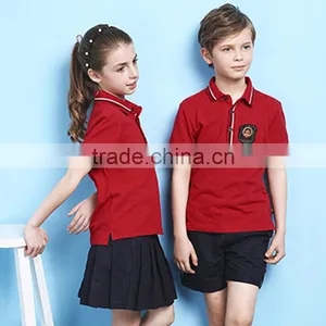 Custom Unisex Summer Red Color Polo School Uniform Shirt thumbnail-3
