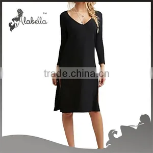 Latest Casual Dress Design Long Sleeve Dresses Black Dress thumbnail-1