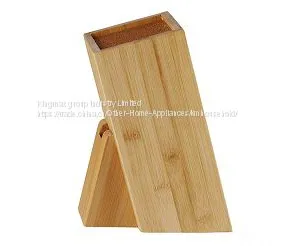 High Quality Free Insert Bamboo/MDF/ Wooden Square Knife Block thumbnail-1