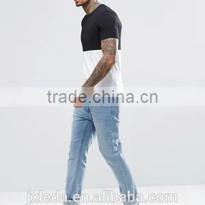 Customize Men Longline Muscle Slim Fit Contrast Color Blank T-shirt thumbnail-4