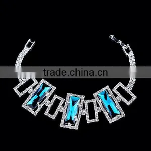 Fashion Wholesale Valentines Gift Zircon Woman Sapphire Diamond Bangle Gold Plating Bracelet thumbnail-3
