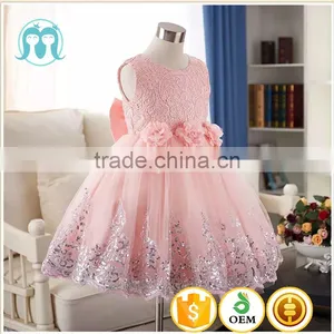 Cheap Vietnam Girls Fancy Dress Pink Princess Party Dresses Flower Shining Performance Girls Fluffy Dress thumbnail-2