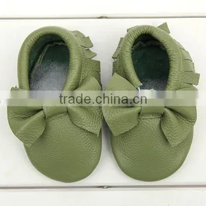 Fashion Newest Baby Shoes Knot Bow Toddler Shoes Nice Forest Green Baby Moccasins thumbnail-1