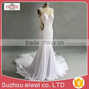 Backless White Chiffon Wedding Dress for Bride thumbnail-1