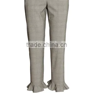 Summer Ankle-length Frill Trousers Woven Women Slacks thumbnail-3