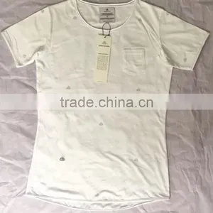 New Design Short Sleeve Raw Edged Printed White T Shirt for Men thumbnail-1