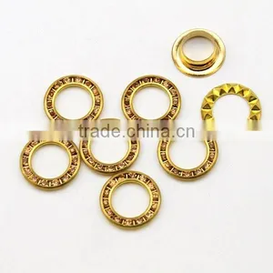 3 Colors 15mm Round Metal Brass Rhinestone Eyelets Crystal Diamond Grommets Glass Eyelets RE-15mm-001 thumbnail-4