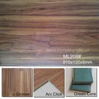 Best Selling Waxed High Glossy U-Groove Laminated Hardwood Flooring thumbnail-1