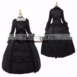 Black Ball Gown Medieval Dress Cosplay Costume Women's Fancy Dress Custom Made thumbnail-3