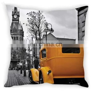 Superior Quality Wholesale Vintage Car Yellow & Black Digital Print Cushion Cover Throw Pillow Case thumbnail-1