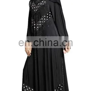 Women's New Casual Daily Wear Embroidery Abaya Burkha With Embosed Velvet Work And Chiffon Dupatta thumbnail-3