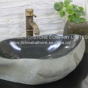 Black River Stone Bathroom Wash Basin Natural Stone Vessle Sink thumbnail-2